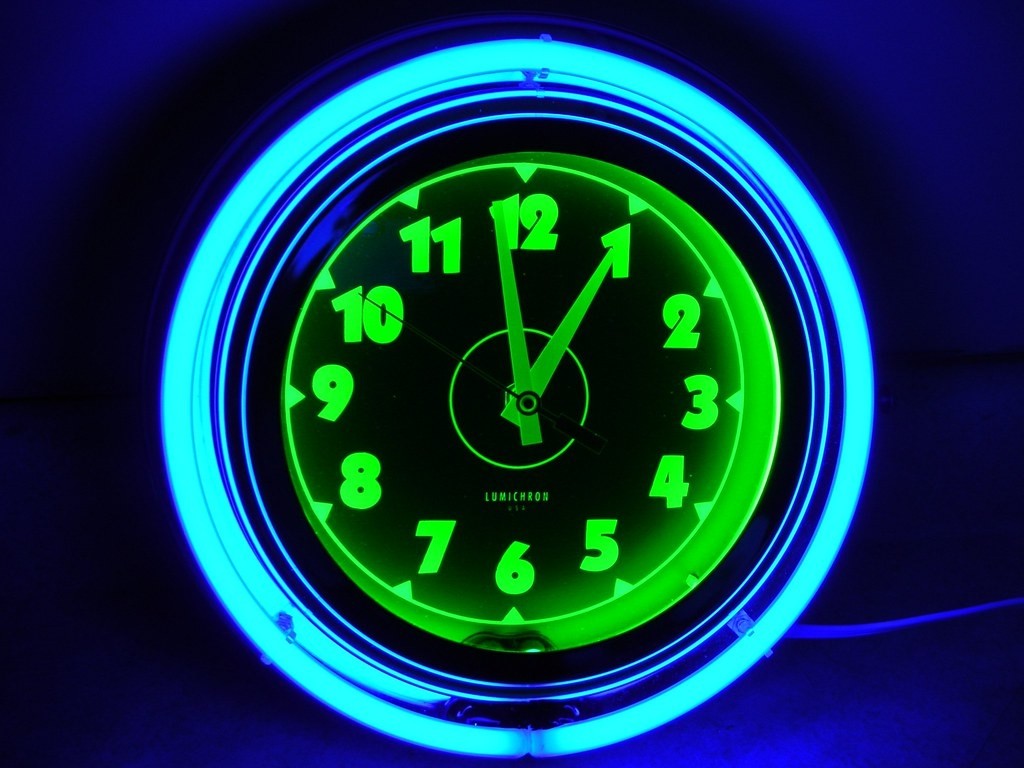 Lumichron neon wall clock wall clock with two neon tube