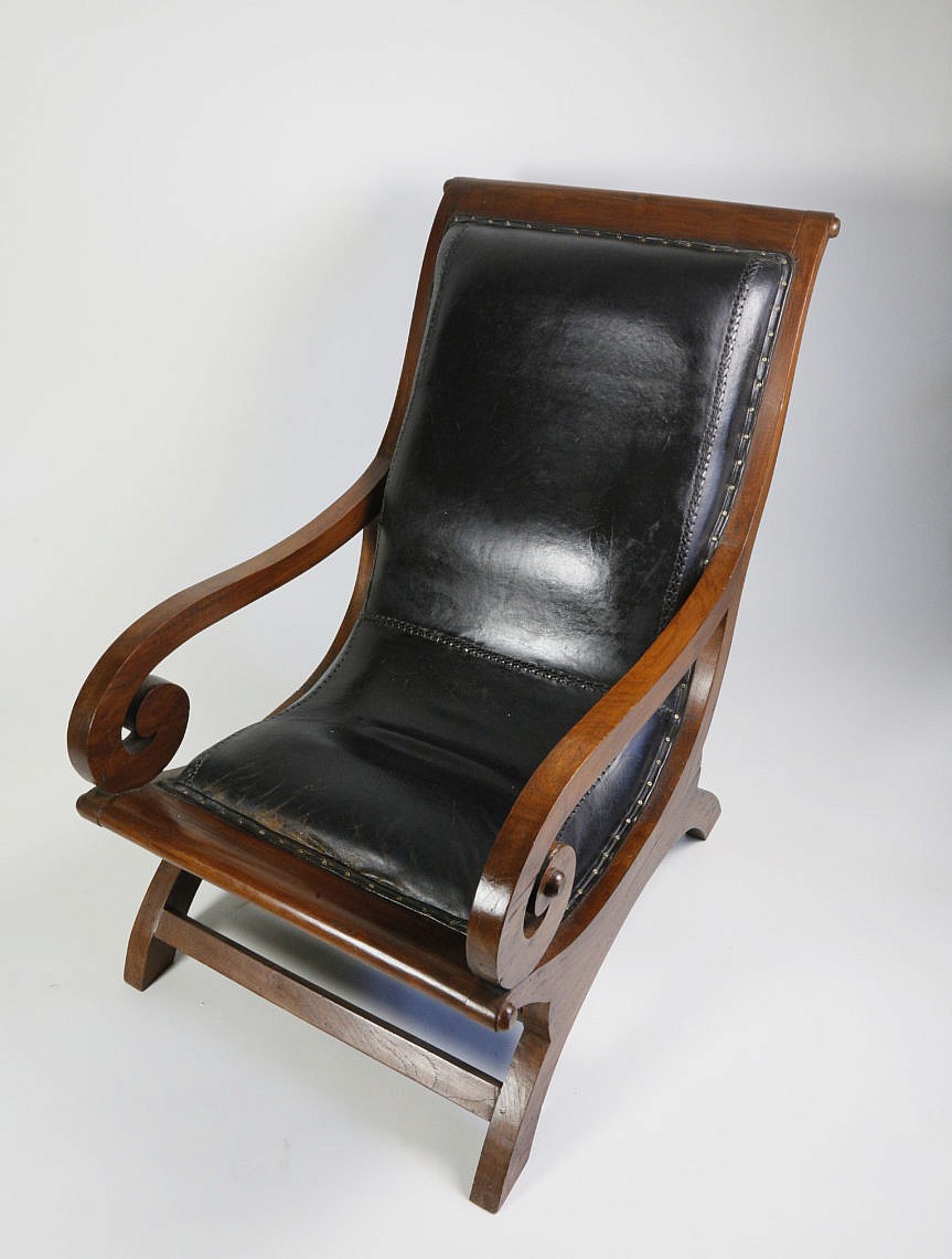Mahogany and leather plantation arm chair mahogany and