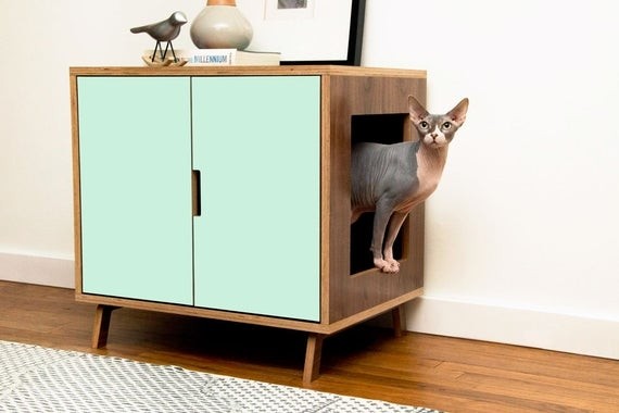Mid century modern cat litter box furniture large cat litter