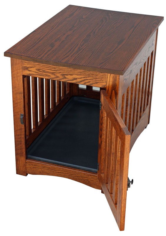 Mission dog crate end table ohio hardword upholstered 1