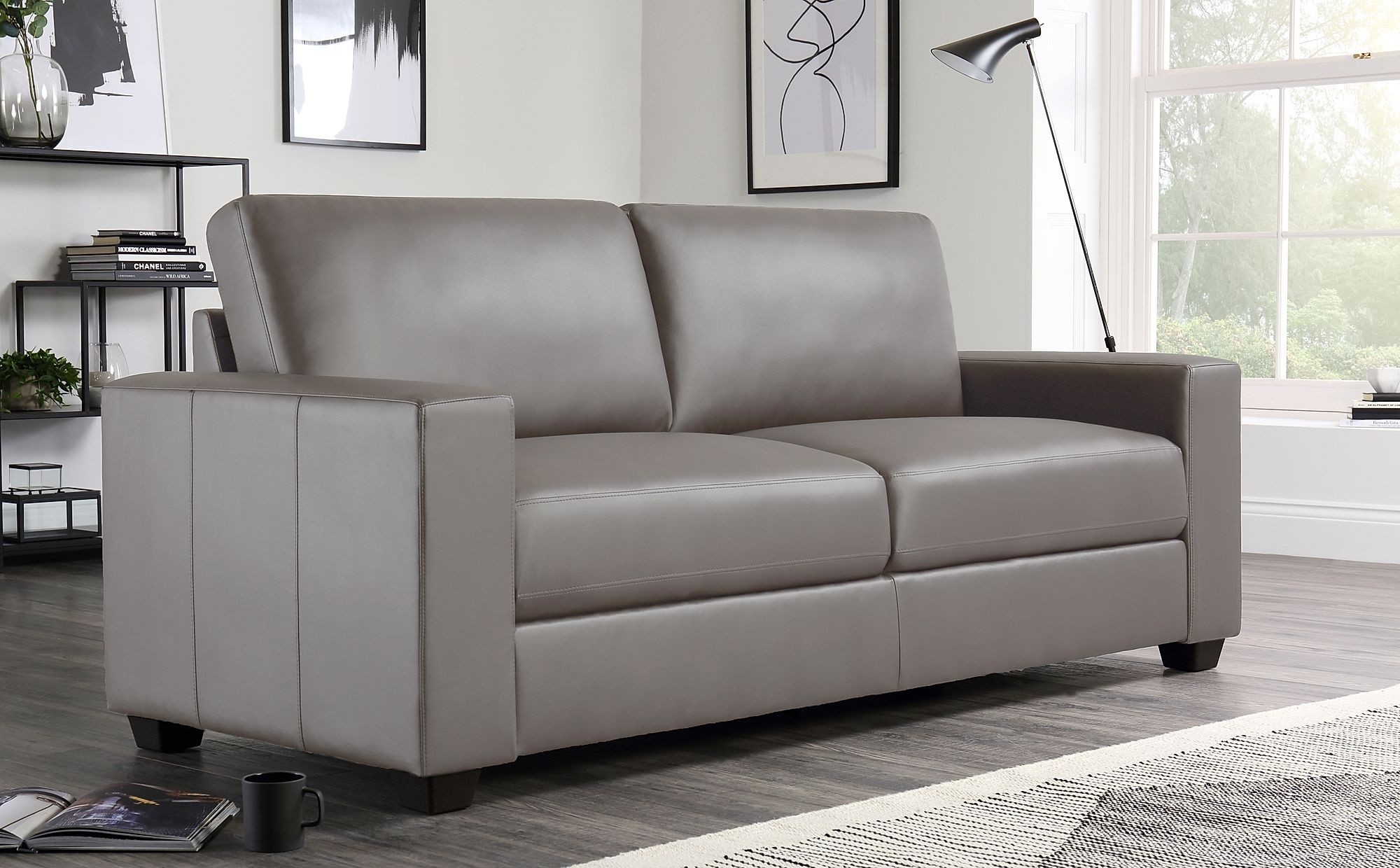Mission taupe leather 3 seater sofa furniture choice