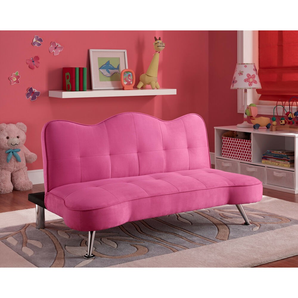 Modern pink sofa couch lounger futon girls bedroom