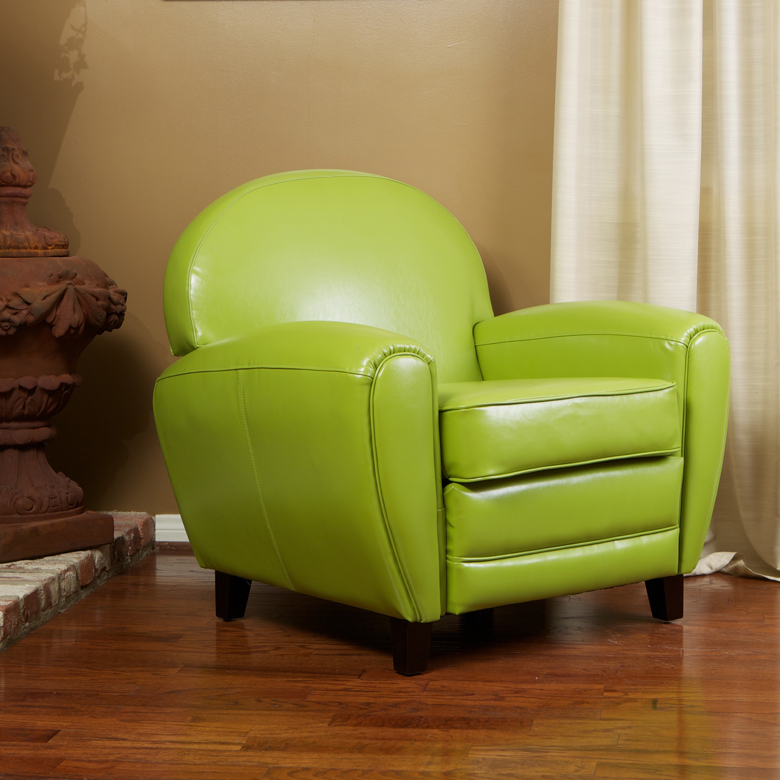 Noble house oversized faux leather club accent chair lime