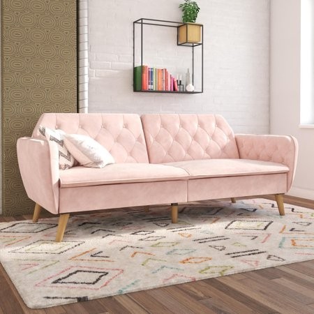 Novogratz tallulah memory foam futon pink velvet