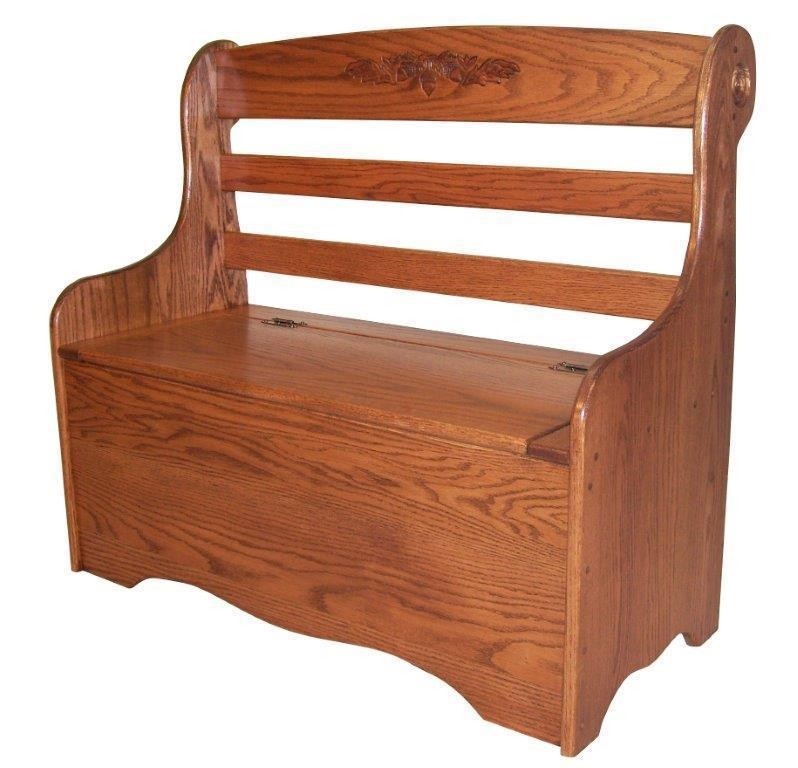 Oak deacon bench with storage from dutchcrafters