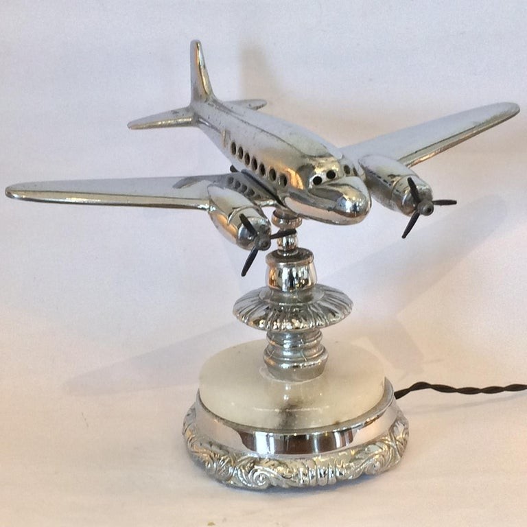 Original art deco airplane aeroplane lamp light for sale