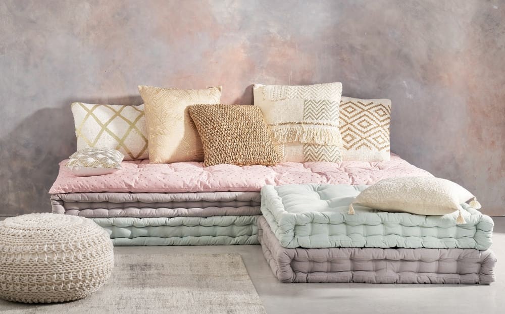 Pink cotton futon mattress 90 x 190 bird song maisons