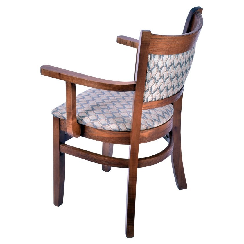Premium padded back wood chair with arms