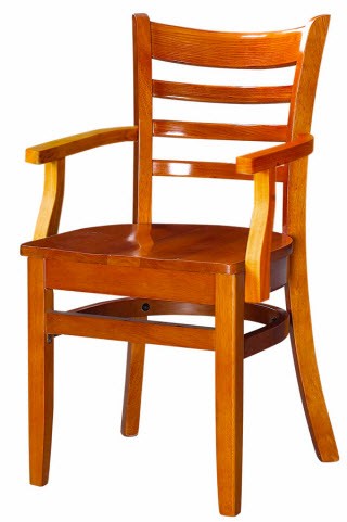 Premium wood restaurant chair ladder back with arms
