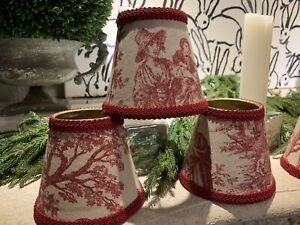 Rare pierre deux french country red cream toile chandelier