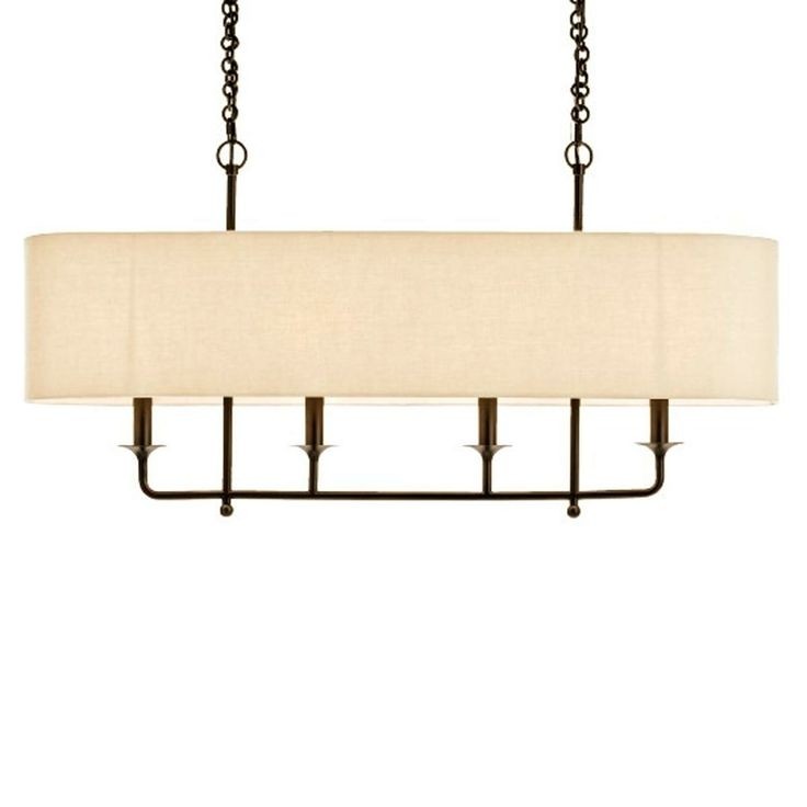 Rectangular chandelier with linen shade large size of 1