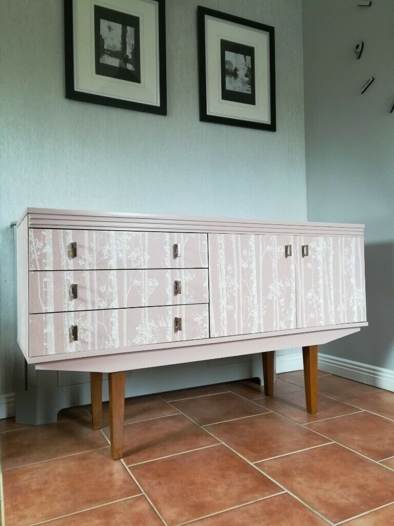 Retro pink sideboard drawers cabinet tv stand can deliver