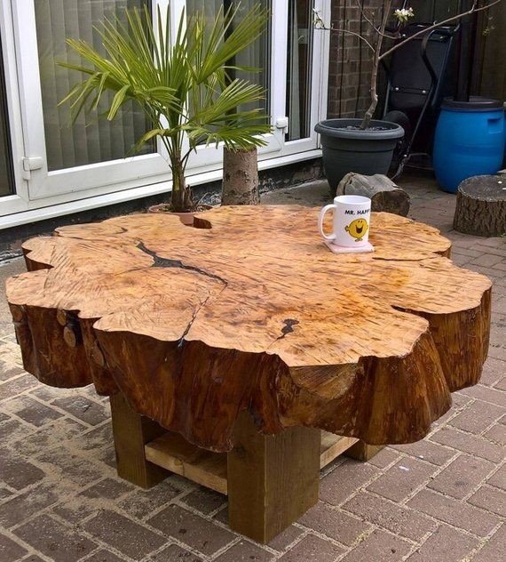Rustic Unique Tree Trunk Coffee Table Design