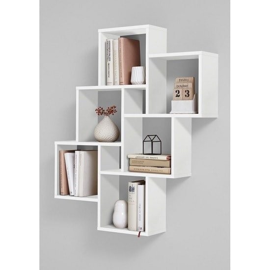 Rutland wooden wall mounted shelving unit in white