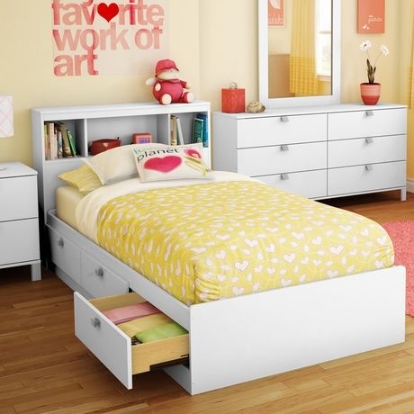 South shore spark twin storage bed and bookcase headboard 1