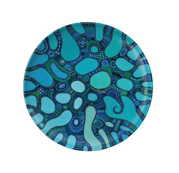 Turquoise ceramic plate ocean decorative blue platter hand