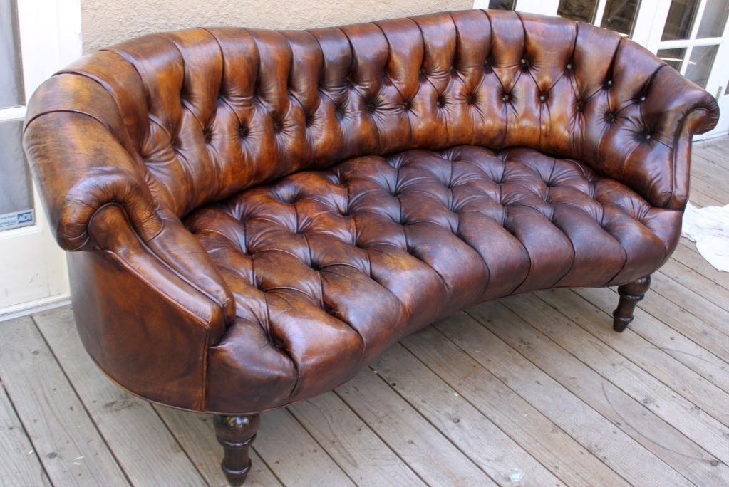 Unique leather tufted sofa c 1920s at 1stdibs