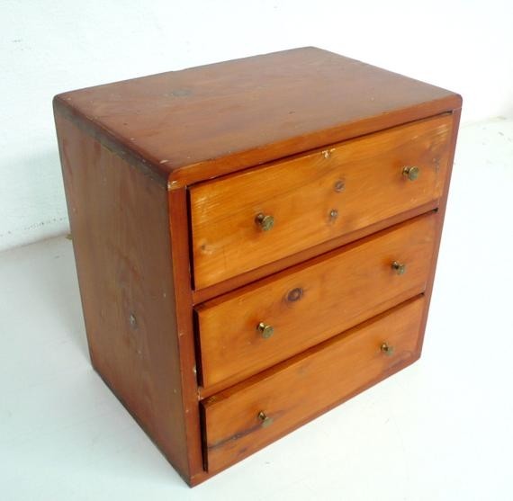 Vintage small wooden cabinet with drawers by dacais on etsy