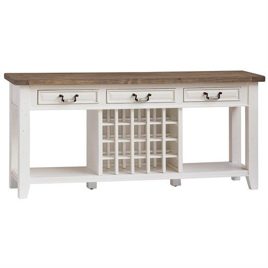 White haven solid pine timber 3 drawer 180cm console table