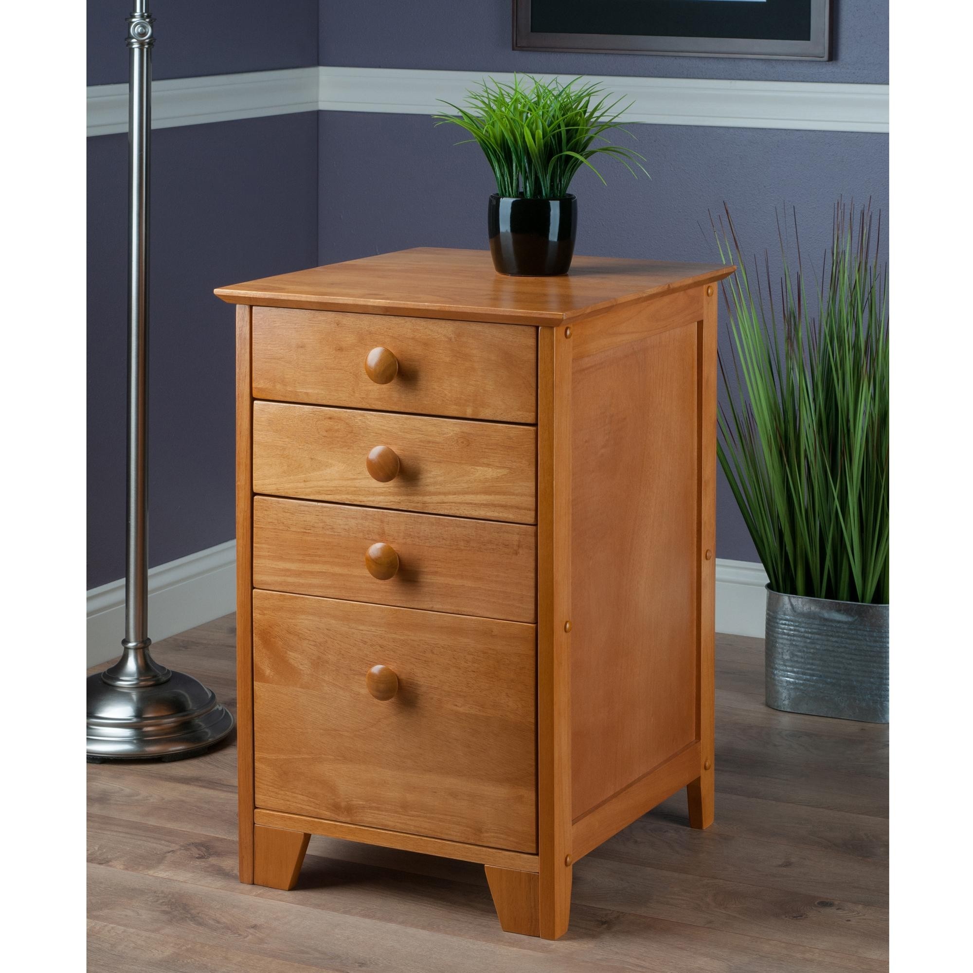 Winsome wood file cabinet with 4 drawers honey
