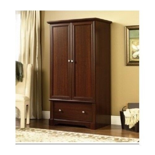 Wooden bedroom armoire hanging clothes cabinet enclosed
