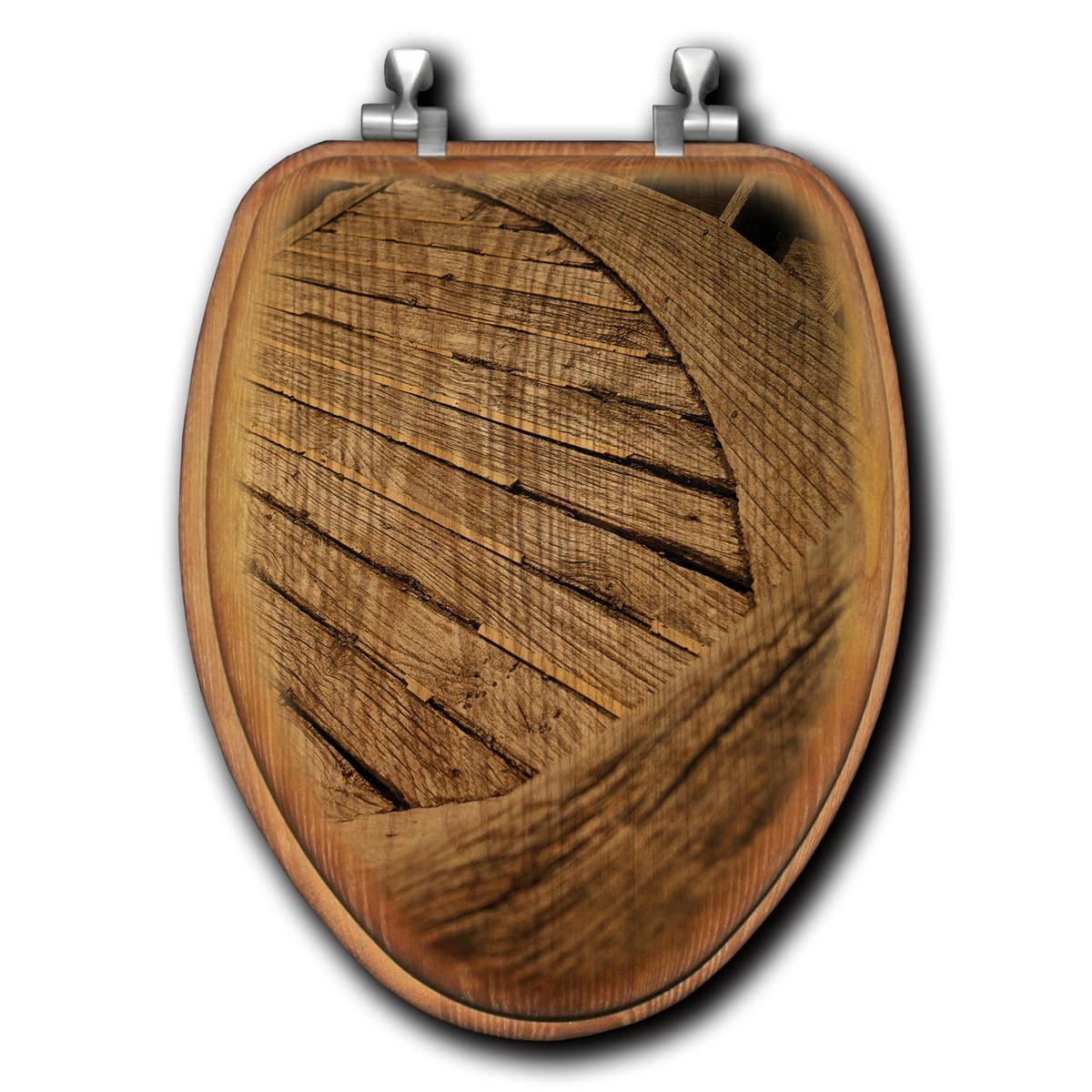 Wooden boat toilet seat elongated