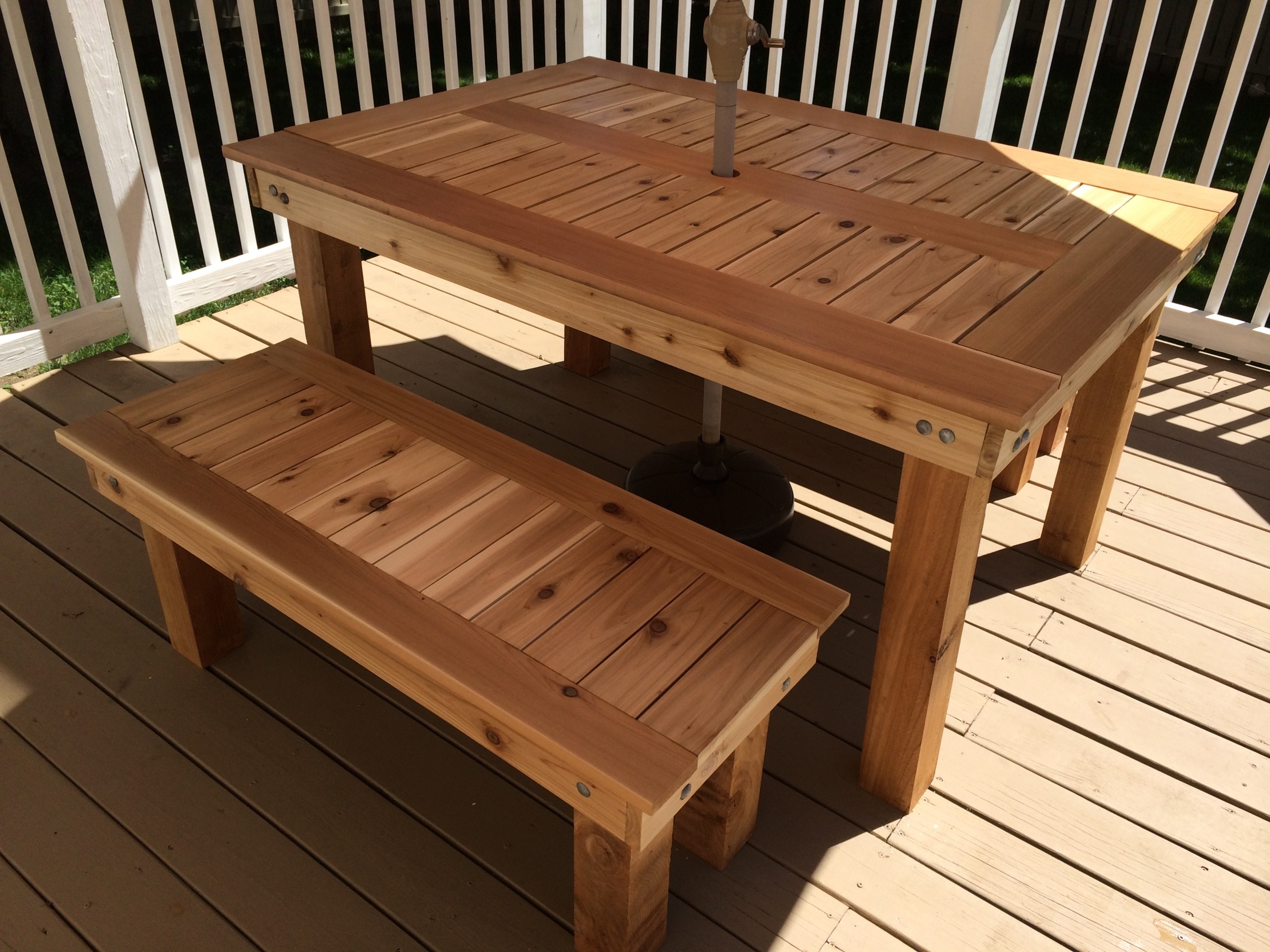 Ana white cedar outdoor dining table and benches diy