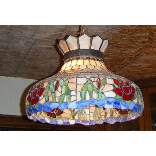 Antique tiffany style stained glass hanging chandelier 3
