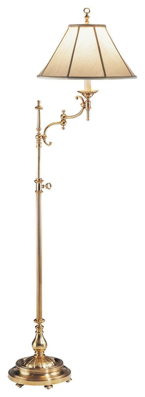 Antiqued solid brass swing arm floor lamp hand cast and
