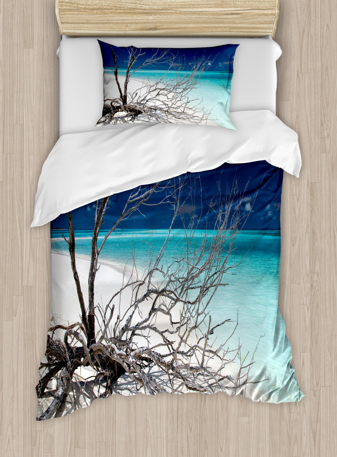 Beach duvet cover set with pillow shams seascape theme 1