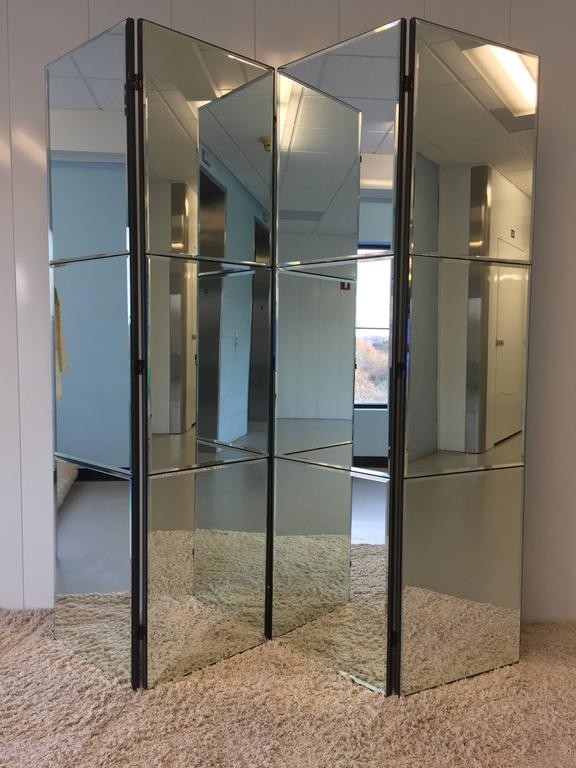 Beveled mirrored screen room divider at 1stdibs 1