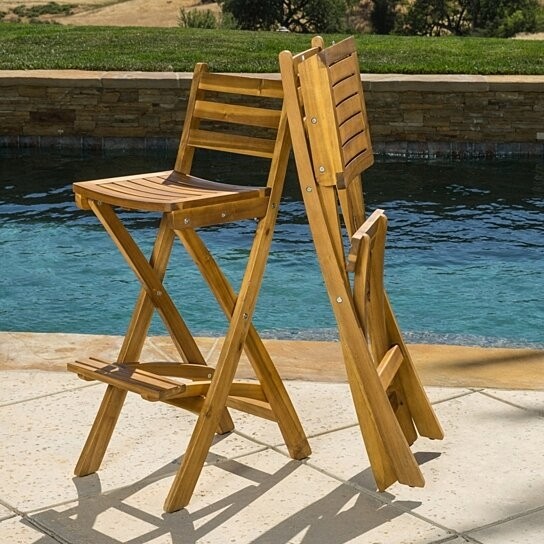 Buy atlantic 31 inch outdoor folding wood bar stools set