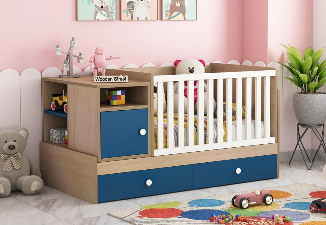 Buy haven crib with storage drawer electric blue online