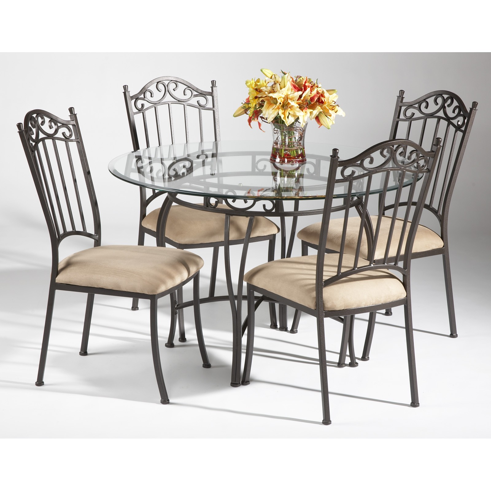 Chintaly bethel 5 piece round wrought iron dining table