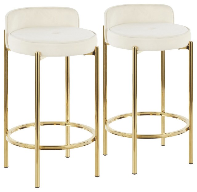 Chloe counter stool in gold set of 2 contemporary bar