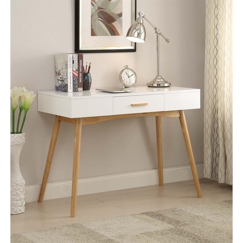 Convenience concepts oslo one drawer desk in white wood