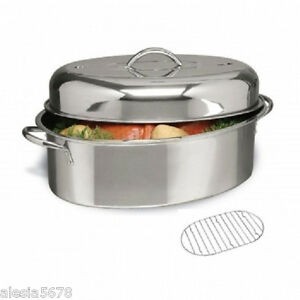 Cuisine select 16 034 oval turkey roaster pan with lid