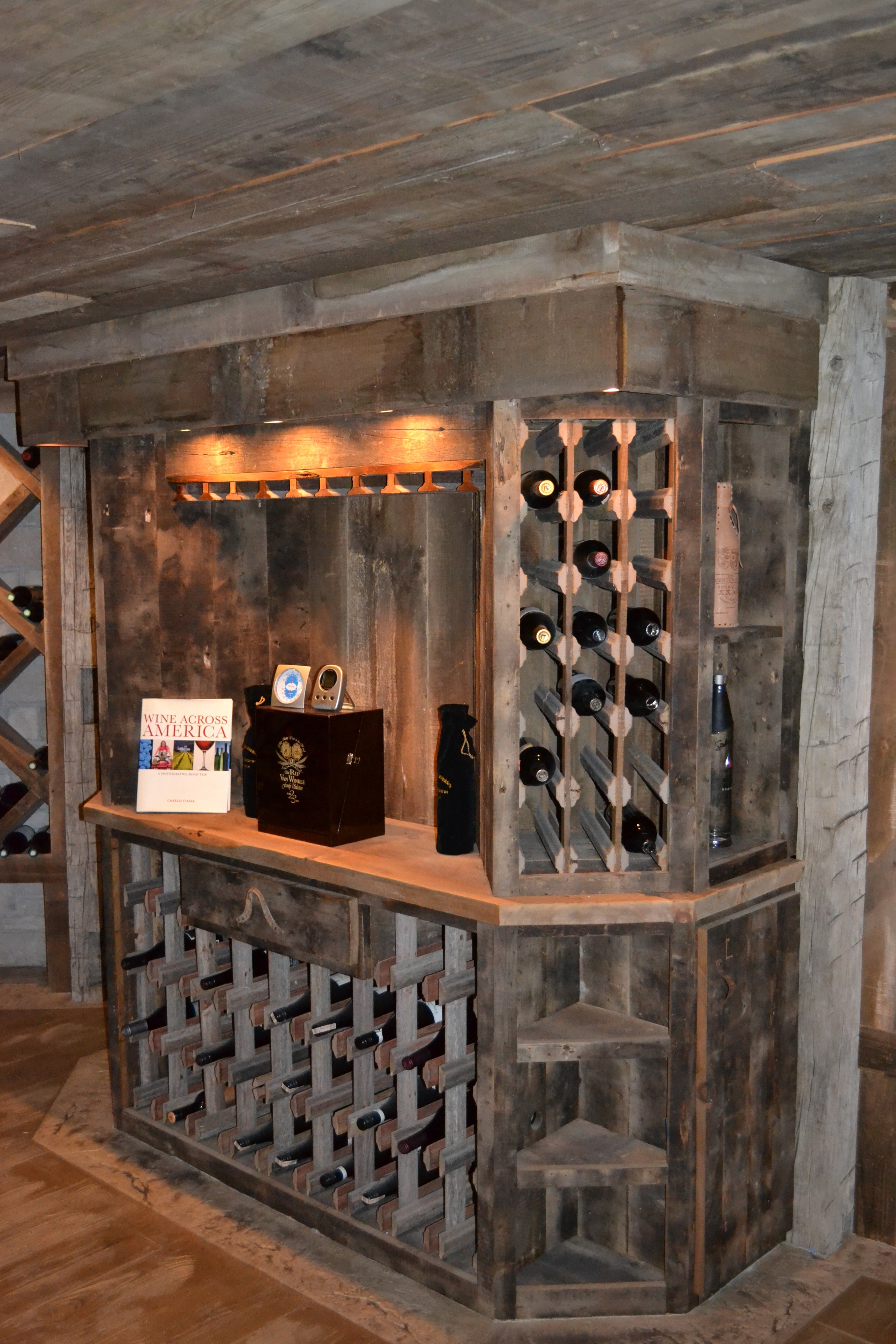 Custom reclaimed wine cellar cabinets rustic furniture 1