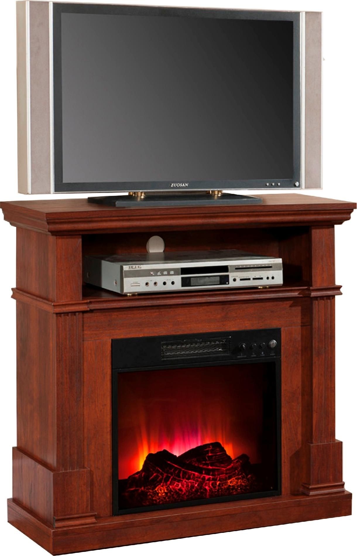 Electric entertainment center fireplace warm