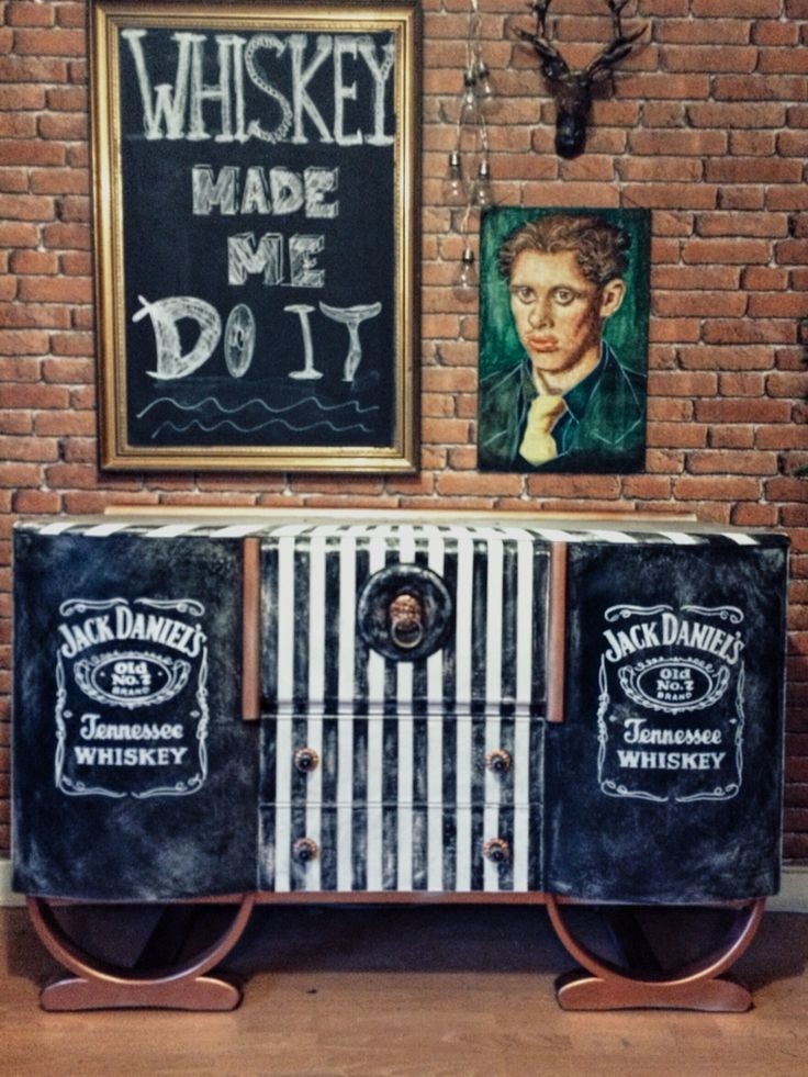 Funky jack daniels cocktail bar blank and white with