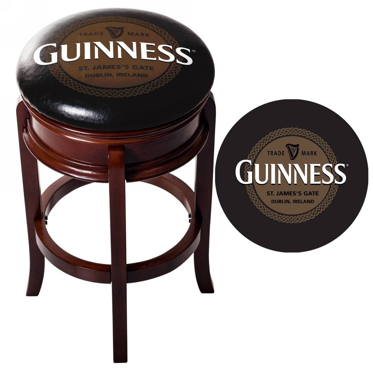 Guinness wood swivel bar stool knotwork 2