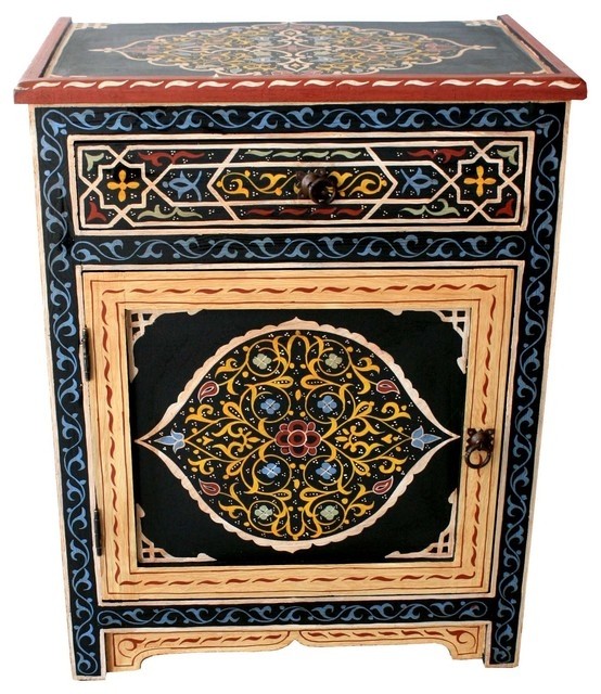 Hand painted wooden storage cabinet imported from morocco 1