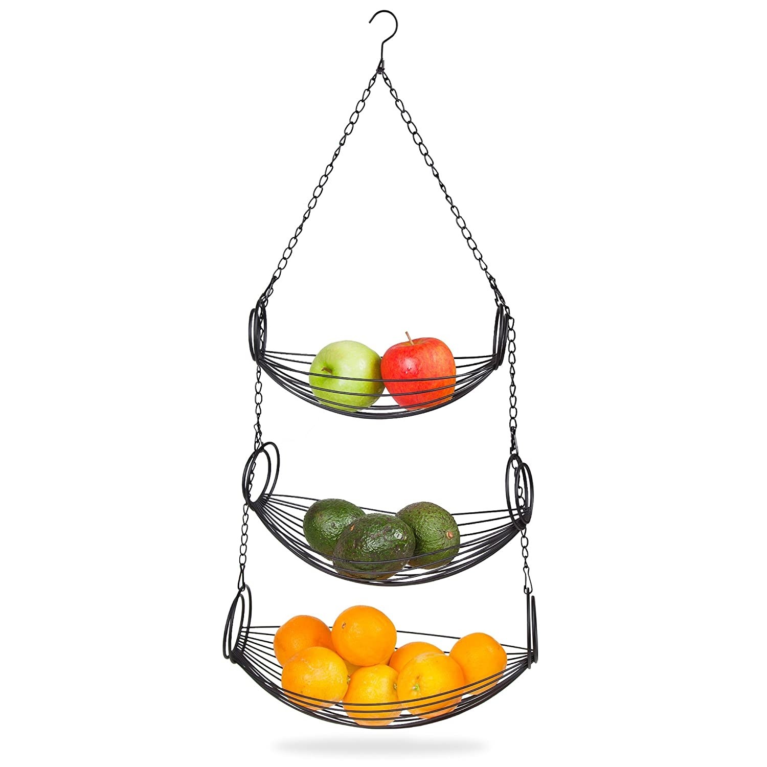 Home kitchen organizer hanging basket storage mesh fruit