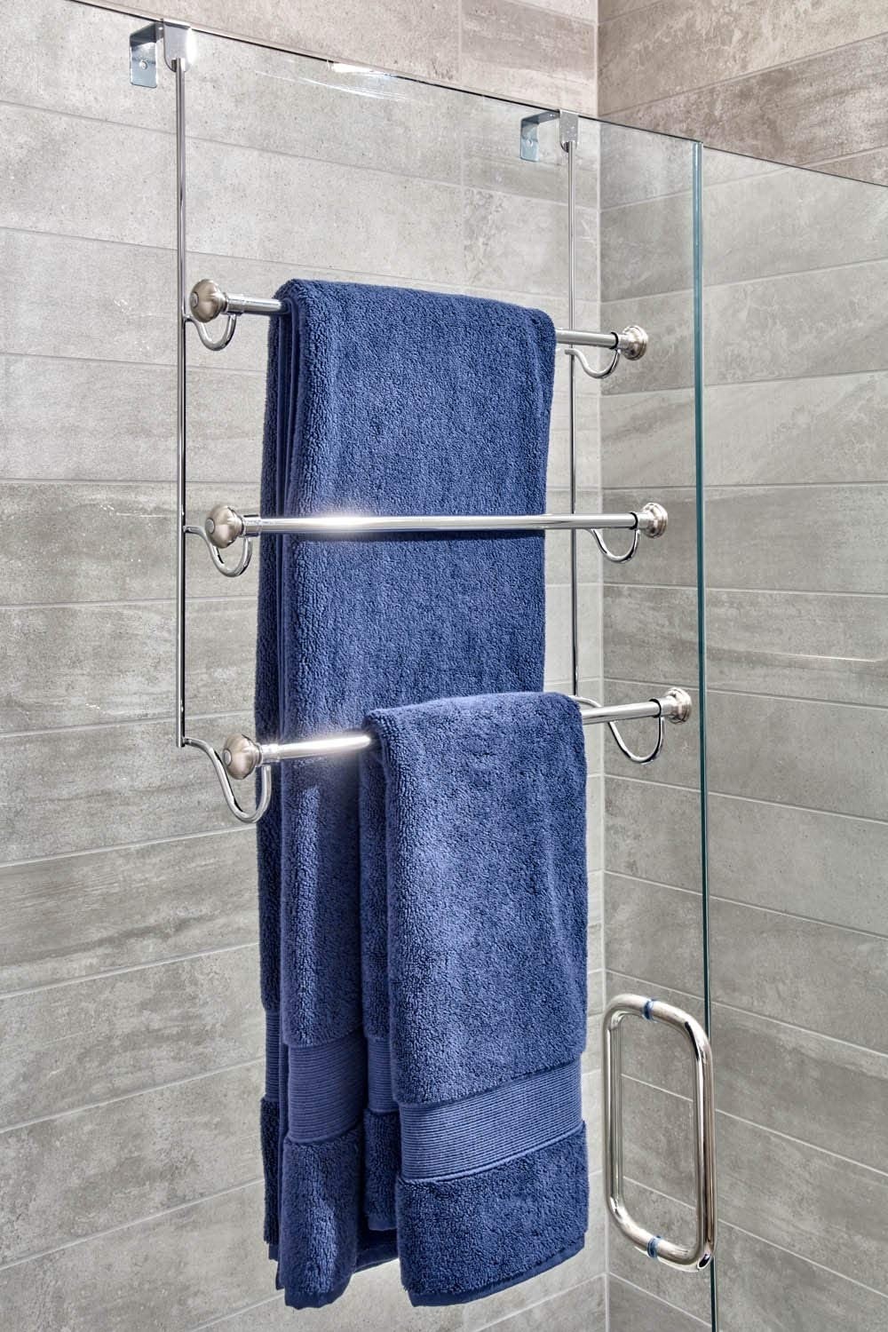 Idesign york over the shower door towel rack for bathroom