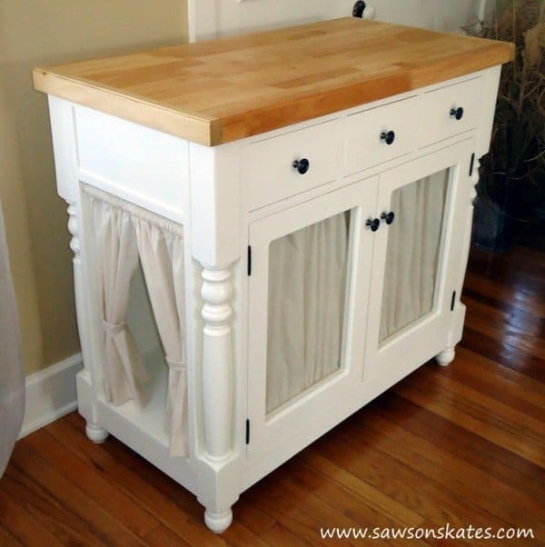 Kitty litter cabinet from a kitchen island