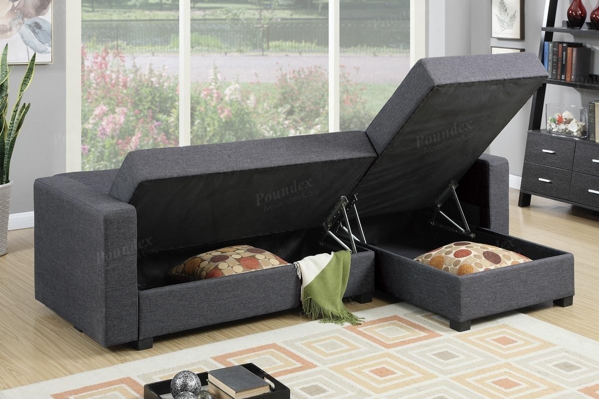 Levon 2pc sectional with fold down and storage futons