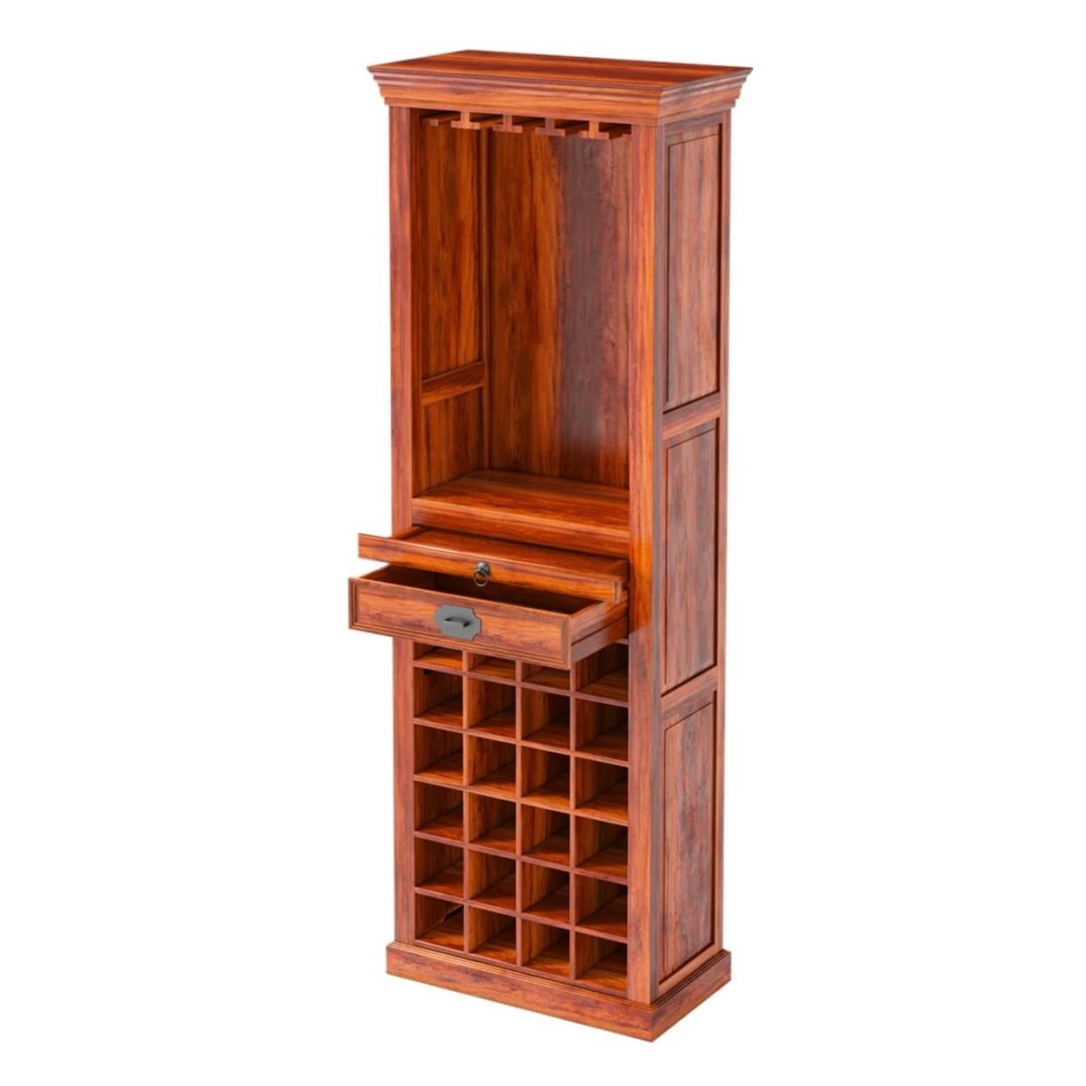 Lovedale rustic tall narrow liquor display cabinet with 1