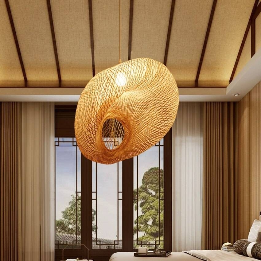 Luxury modern weave bamboo pendant light southeast asia