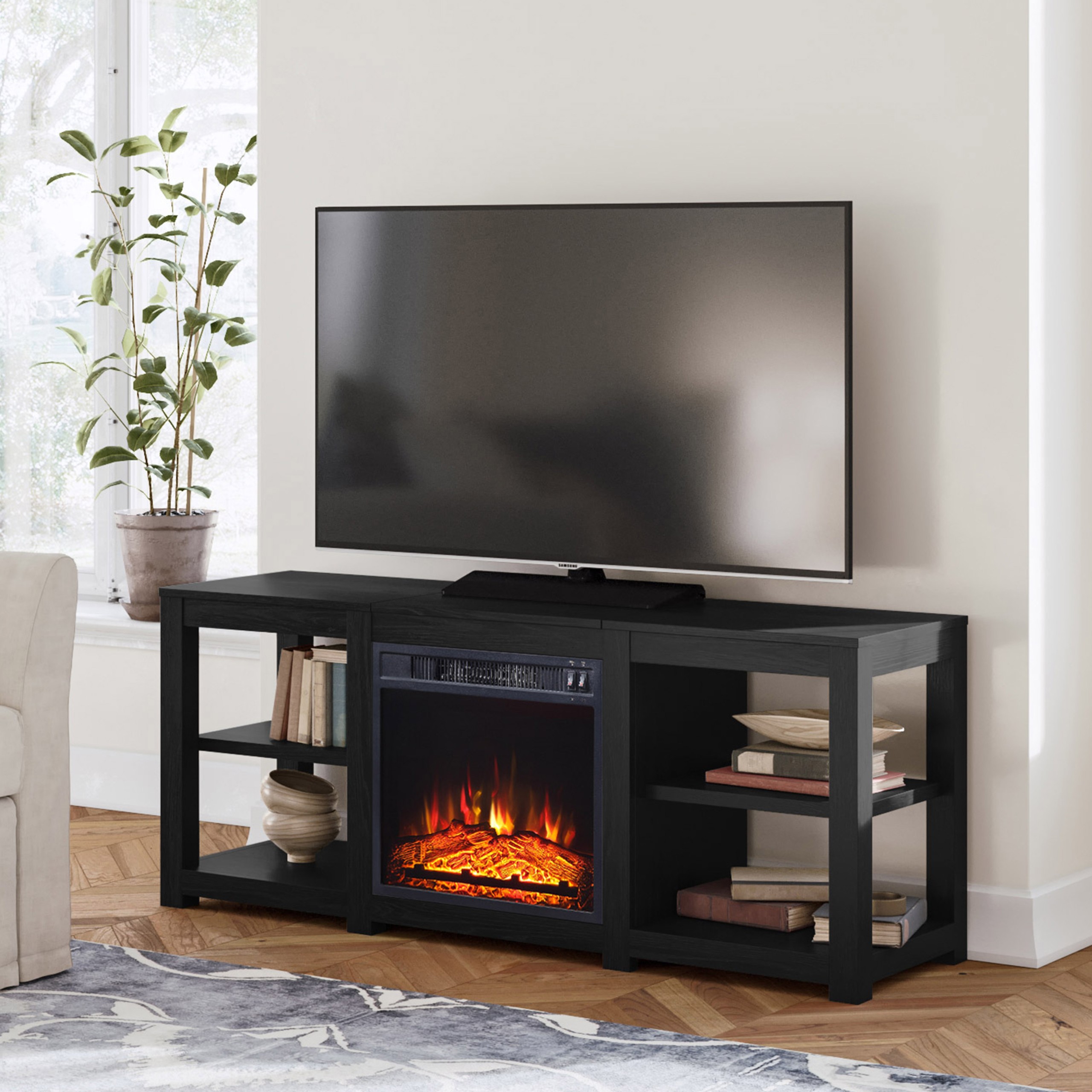Mainstays 4 shelf media fireplace tv stand for flat panel