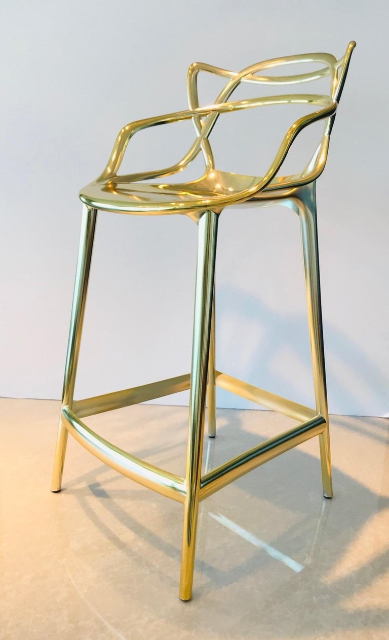 Masters bar stools in metallic gold by kartell set of